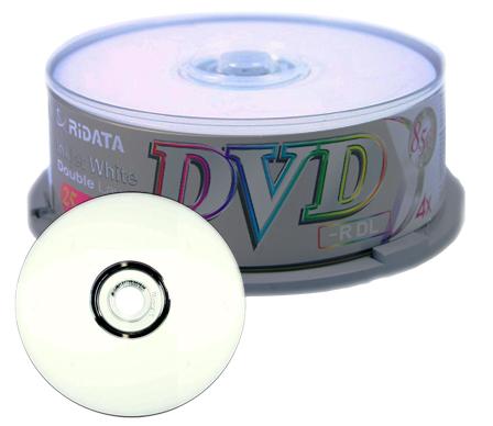 DRD-85-RDIW-CB25 RiDATA 8.5GB 4x Double Layer White Inkjet Printable DVD-R Drive (25-Pack) DRD+85-RDIW-CB25
