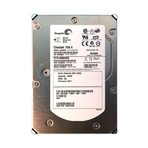 DY635 Dell 146GB 15000RPM SAS 3Gb/s Hot-Pluggable Single Port 3.5-Inch Hard Drive with Tray for PowerEdge Server & PowerVault Storage Array
