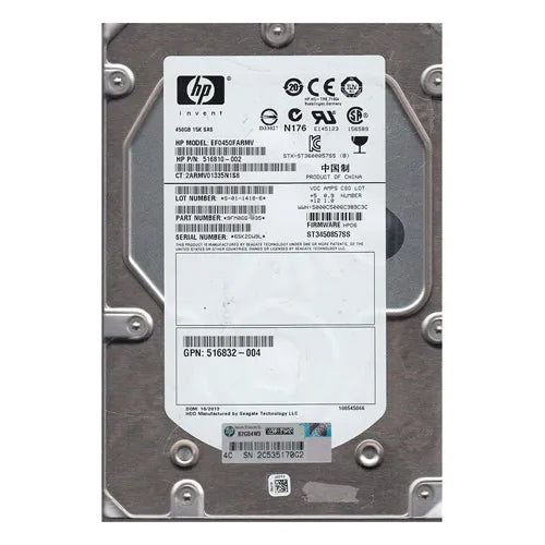 EF0450FARMV HP 450GB 15000RPM SAS 6Gb/s Dual Port Hot Swappable 3.5-Inch Hard Drive with Smart Carrier for ProLiant Server BL460c Gen10
