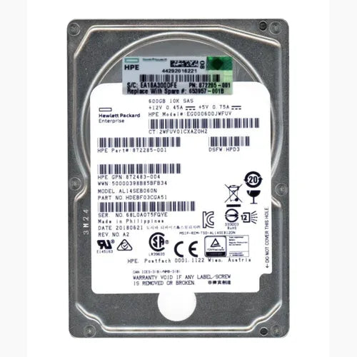 EG000600JWFUV HP 600GB 10000RPM SAS 12Gb/s Hot Pluggable 2.5-Inch Hard Drive for SAN Storage Array