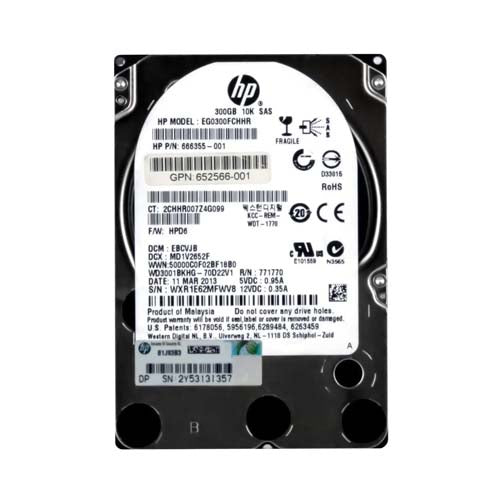EG0300FCHHR HP 300GB 10000RPM SAS 6Gb/s SFF Hot-Pluggable Dual Port 2.5-inch Hard Drive with Smart Carrier for Gen8 to Gen9 ProLiant Server
