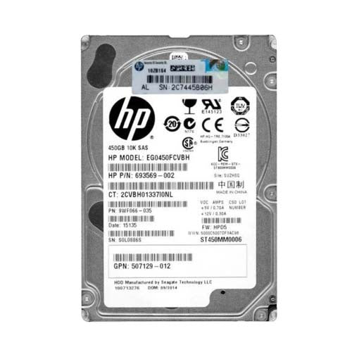 EG0450FCVBH HP 450GB 10000RPM SAS 6Gb/s Hot-Pluggable Dual Port SFF 2.5-Inch Enterprise Hard Drive with Tray for Gen1/7 ProLiant Server/Storage Array