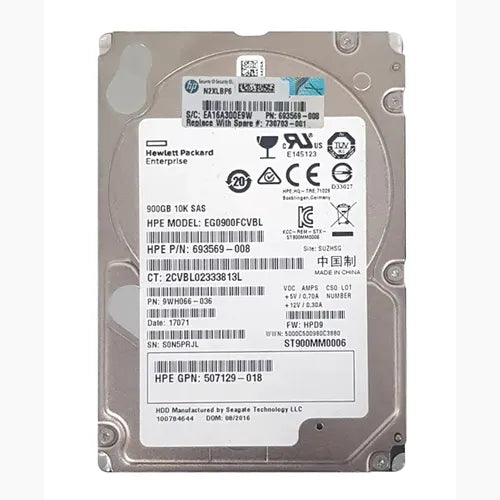 EG0900FCVBL HP 900GB 10000RPM SAS 6Gb/s Hot-Pluggable 2.5-Inch Enterprise Hard Drive for ProLiant Servers