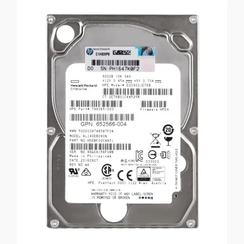 EG0900JETKB HP 900GB 10000RPM SAS 12Gb/s Hot-Pluggable (512n) SFF 2.5-inch Enterprise Hard Drive with Smart Carrier for Gen8/10 ProLiant Server