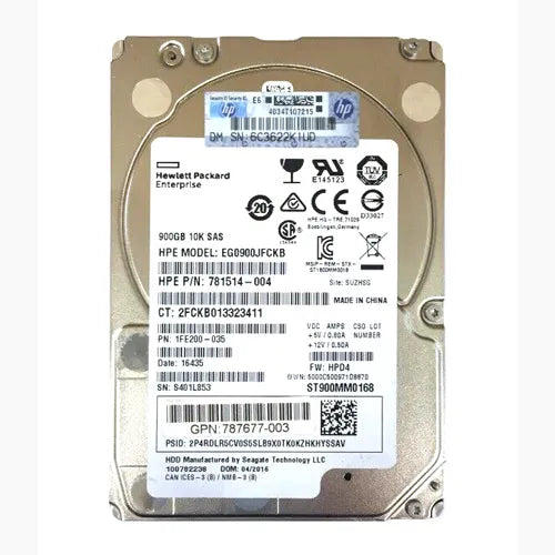 EG0900JFCKB HP 900GB 10000RPM SAS 12Gb/s Hot-Pluggable (512n) SFF 2.5-inch Enterprise Hard Drive with Smart Carrier for Gen8/10 ProLiant Server/Storage Array