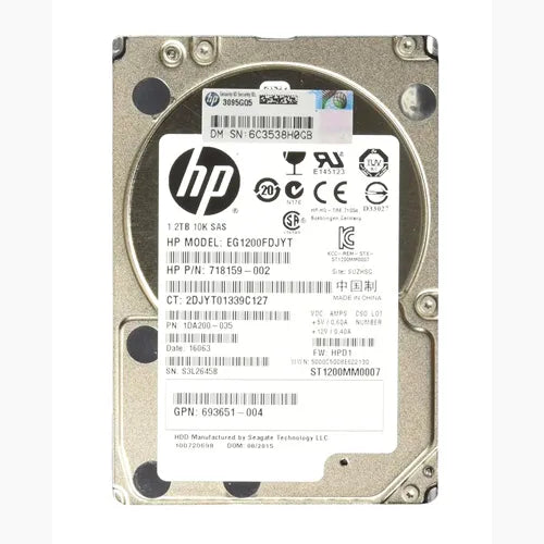 EG1200FDJYT HP 1.2TB 10000RPM SAS 6Gb/s Hot-Pluggable Dual Port SFF 2.5-inch Enterprise Hard Drive with Tray for ProLiant Server