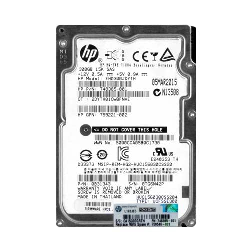 EH0300JDYTH HP 300GB 15000RPM SAS 12Gb/s SFF Hot-Pluggable 2.5-inch Hard Drive with Smart Carrier for Gen8 to Gen9 ProLiant Server
