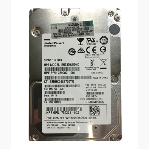 EH0300JEDHC HP 300GB 15000RPM SAS 12Gb/s Hot-Pluggable SFF 2.5-Inch Hard Drive for G8 G9 Proliant