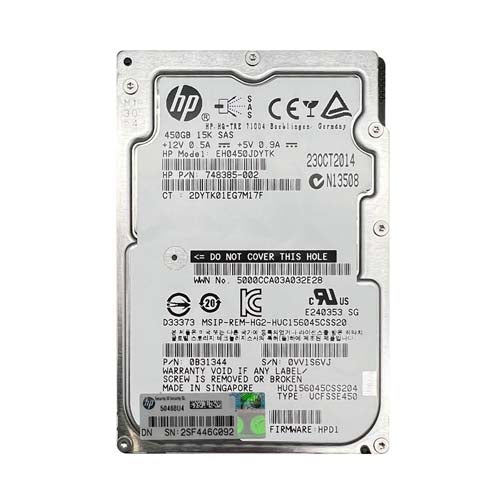 EH0450JDYTK HP 450GB 15000RPM SAS 12Gb/s Dual Port Hot Pluggable SFF 2.5-Inch Enterprise Hard Drive with Tray for ProLiant Servers