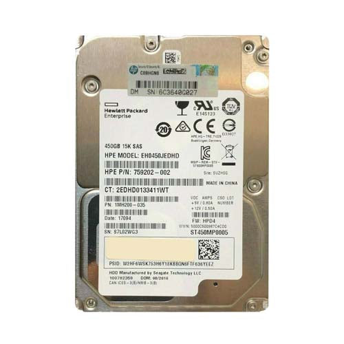 EH0450JEDHD HP 450GB 15000RPM SAS 12Gb/s Dual Port Hot Pluggable LFF 3.5-Inch Enterprise Hard Drive with 3.5-Inch Hot Pluggable Tray for ProLiant DL120 Gen7