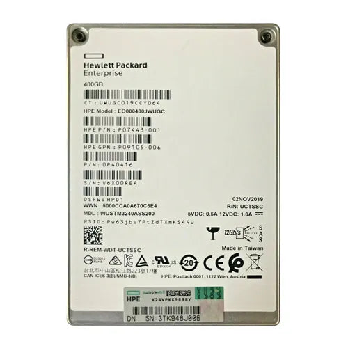 EO000400JWUGC HP 400GB SAS 12Gb/s Hot Swappable Write Intensive 2.5-Inch Solid State Drive with Smart Carrier for ProLiant BL460c Gen10