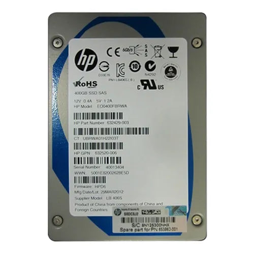 EO0400FBRWA HP 400GB Single-Level Cell SAS 6Gb/s Hot-Swappable 2.5-Inch Enterprise Solid State Drive For ProLiant Server