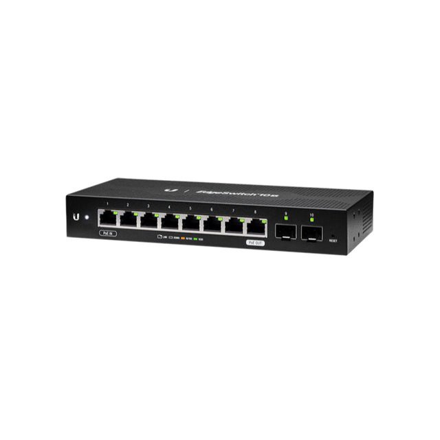 ES-10X - Ubiquiti EdgeSwitch ES-10X 8 x Ports PoE 1000Base-T + 2 x Port SFP Layer 2 Managed Gigabit Ethernet Network Switch