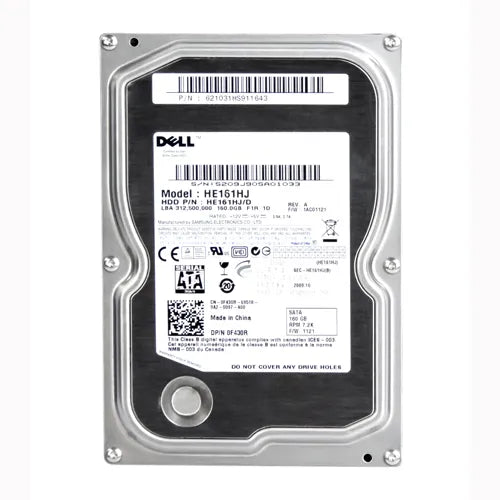 F430R Dell 160GB 7200RPM SATA 3Gb/s 8MB Cache 3.5-Inch Hard Drive