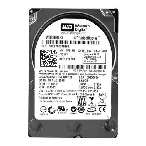 F615H Dell 80GB 10000RPM SATA 16MB Cache 3.5-Inch Hard Drive