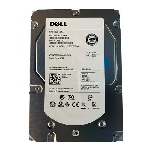 F617N Dell 300GB 15000RPM SAS 6Gb/s 16MB Cache 3.5-Inch Hard Drive for PowerEdge Storage Array