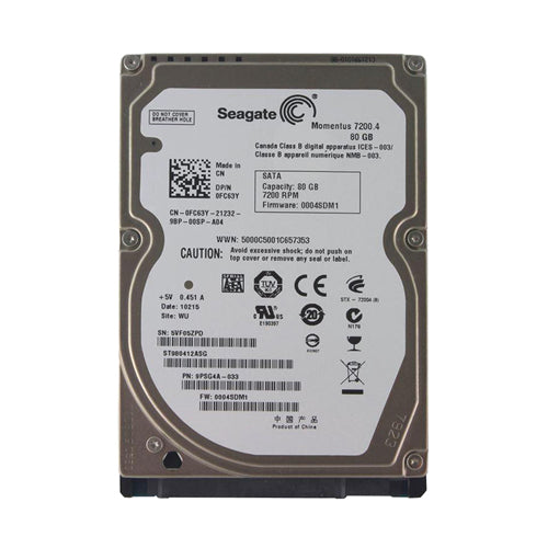 FC63Y Dell 80GB 7200RPM SATA 3Gb/s 16MB Cache 2.5-Inch Hard Drive