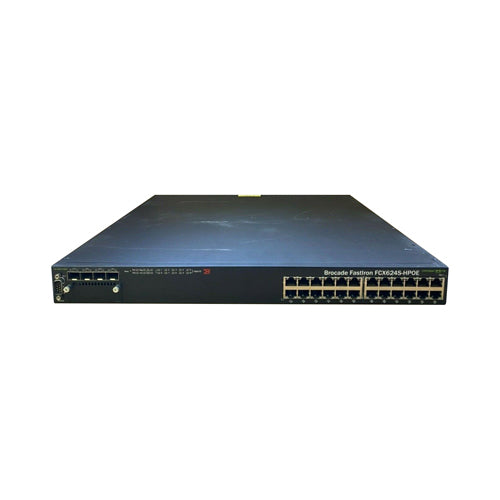 FCX624S-HPOE-ADV Brocade FCX Series 24 x Ports 1000Base-T + 4 x Ports SFP+ Layer 3 Managed Gigabit Ethernet Switch