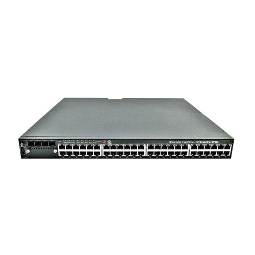 FCX648S-HPOE-ADV Brocade FCX Series 48 x Ports 1000Base-T PoE + 4 x Ports SFP 1U Rack-mountable Layer 3 Managed Gigabit Ethernet Switch