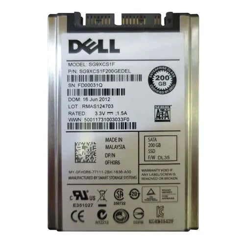 FH0R6 Dell 200GB Multi-Level Cell SATA 3Gb/s Hot-Pluggable mSATA 1.8-Inch Solid State Drive for PowerEdge Servers