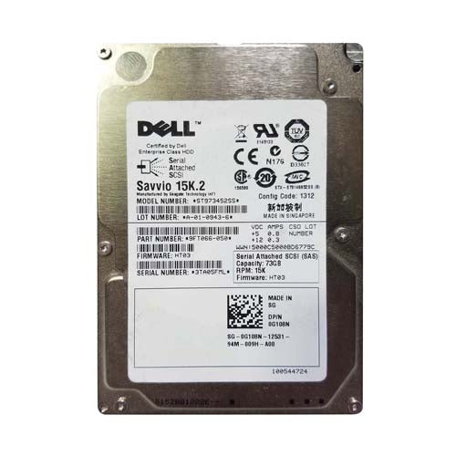 G108N Dell 73GB 15000RPM SAS 3Gb/s Hot-Pluggable 16MB Cache 2.5-Inch Hard Drive with Tray for PowerEdge Servers