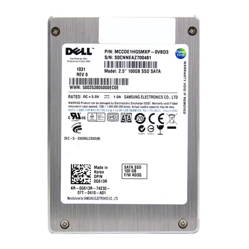G613R Dell 100GB Single-Level Cell SATA 3Gb/s Hot-Pluggable 2.5-Inch Solid State Drive for PowerEdge Servers