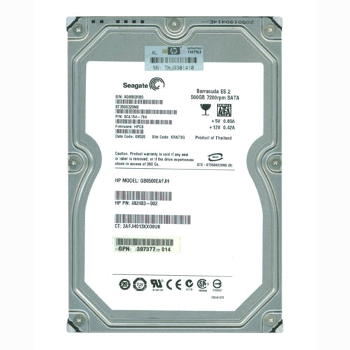 GB0500EAFJH HP 500GB 7200RPM SATA 3Gb/s NCQ LFF Hot-Pluggable 3.5-inch Midline Hard Drive with Tray for Gen1 to Gen7 ProLiant Server
