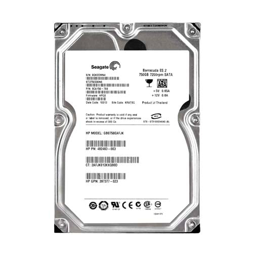 GB0750EAFJK HP 750GB 7200RPM SATA 3Gb/s NCQ Hot-Pluggable LFF 3.5-inch Midline Hard Drive with Tray for Gen1/7 ProLiant Server