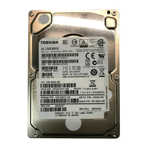 HDEBC01NAA51 Toshiba 600GB 10000RPM SAS 6Gb/s 64MB Cache 2.5-Inch Hard Drive