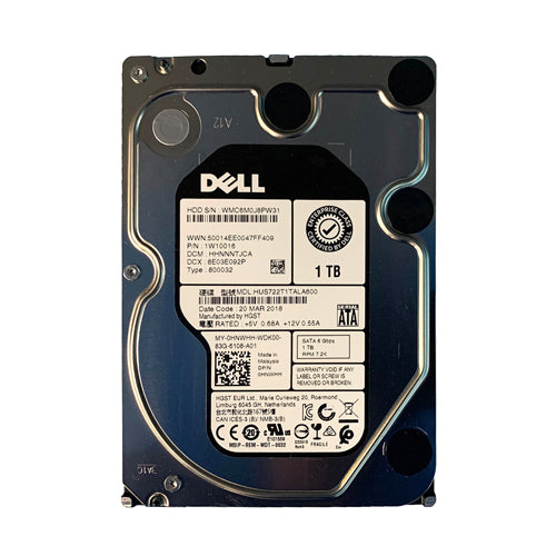 HNWHH Dell 1TB 7200RPM SATA 6Gb/s Hot-Pluggable (512n) 3.5-Inch Hard Drive with Tray for PowerEdge Server & PowerVault Storage Array