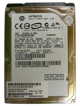 Hitachi - HTS545050B9A30006 - 500GB 5400RPM SATA 3.0 Gbps 2.5 8MB Cache Travelstar Hard Drive"
