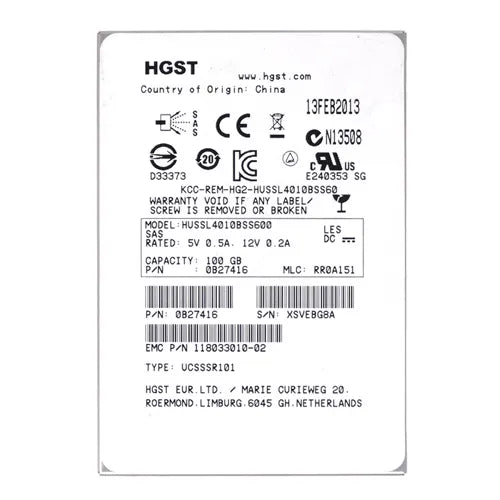 HUSSL4010BSS600 HGST Ultrastar SSD400S.B Series 100GB Single-Level Cell NAND Flash SAS 6Gb/s 2.5-inch Solid State Drive