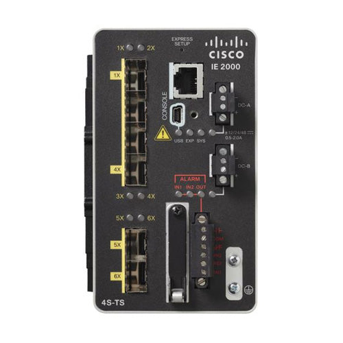 IE-2000-4TS-B-RF Cisco Industrial Ethernet IE 2000 Series 4 x FE Ports 10/100Base-TX + 2 x FE SFP Ports Layer 2 Managed Fast Ethernet Network Switch