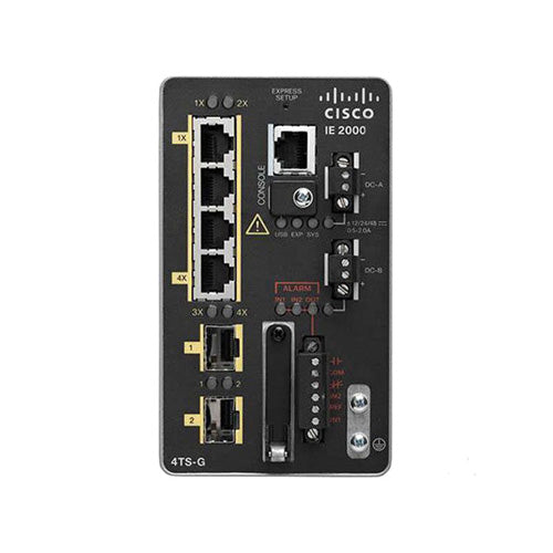 IE-2000-4TS-G-L Cisco Industrial Ethernet IE 2000 Series 4 x FE Ports 10/100Base-TX + 2 x GE SFP Ports Layer 2 Managed Fast Ethernet Network Switch