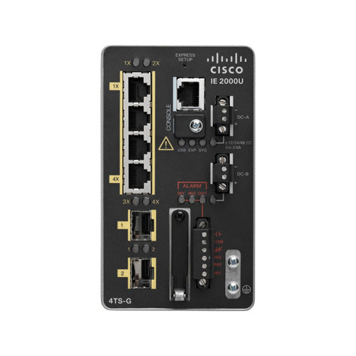 IE-2000U-4TS-G Cisco Industrial Ethernet IE 2000U Series 4 x FE DownLinks Ports 10/100Base-TX + 2 x GE SFP Uplinks Ports Layer 2 Managed Din Rail-Mountable Fast Ethernet Network Switch