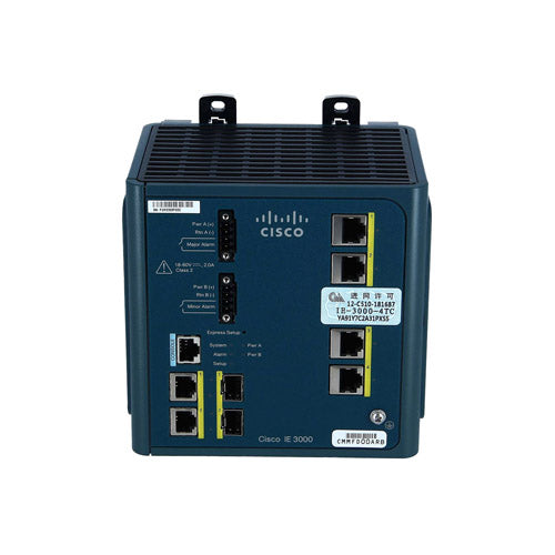 IE-3000-4TC-RF Cisco Industrial Ethernet 3000 Series 4 x FE Ports 10/100Base-TX + 2 x SFP Combo Ports Layer 2 managed DIN rail mountable Fast Ethernet Switch