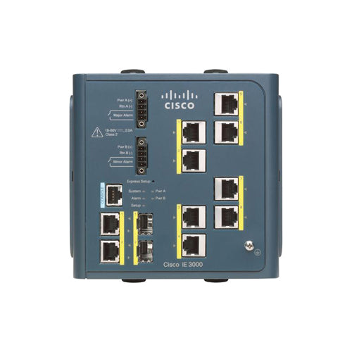 IE-3000-8TC Cisco Industrial Ethernet 3000 Series 8 x Ports 10/100Base-TX + 2 x Combo Gigabit SFP Layer 2 managed DIN Rail-Mountable Fast Ethernet Network Switch