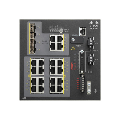 IE-4000-16GT4GE-RF Cisco Industrial Ethernet 4000 Series 16 x Ports 10/100/1000Base-T + 4 x Ports Combo Gigabit SFP Layer 3 Managed Gigabit Ethernet Network Switch
