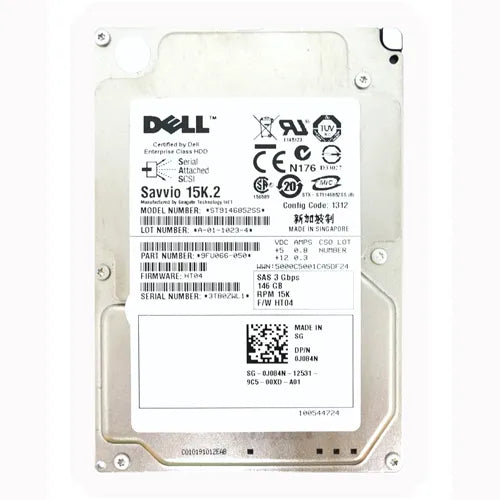 J084N Dell 146GB 15000RPM SAS 3Gb/s Hot-Pluggable 16MB Cache 2.5-Inch Hard Drive with Tray for PowerEdge Servers