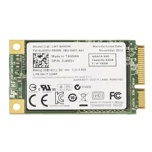 J4M3V Dell 64GB Multi-Level Cell SATA 3Gb/s mSATA 1.8-Inch Solid State Drive