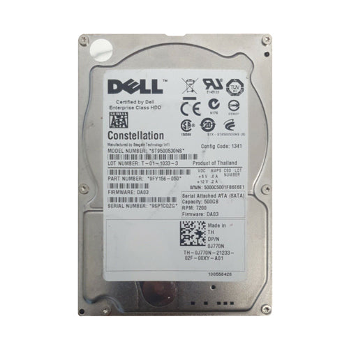 J770N Dell 500GB 7200RPM SATA 3Gb/s Hot-Pluggable 2.5-Inch Hard Drive with Tray for PowerEdge Servers