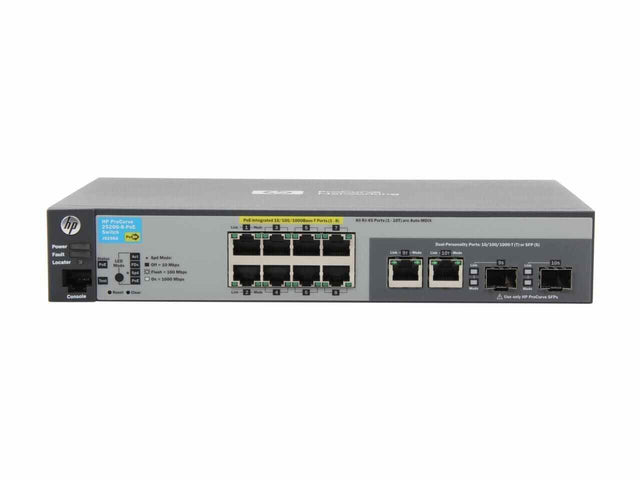 J9298A HP ProCurve 2520-8G-PoE 8 x RJ-45 Ports PoE 10/100Base-TX LAN + 2 x RJ-45 GE Ports + 2 x SFP (mini-GBIC) Ports Layer 2 Managed Rack-mountable Fast Ethernet Network Switch