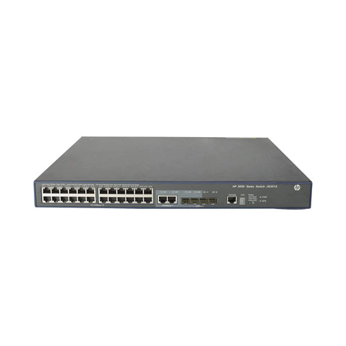 JG301C#B2C HP FlexNetwork 3600 EI Series 3600-24-PoE+ 24 x Ports PoE+ 100Base-TX + 2 x GBE Ports + 4 x Ports SFP (mini GBIC) Layer 3 Managed Fast Ethernet Network Switch