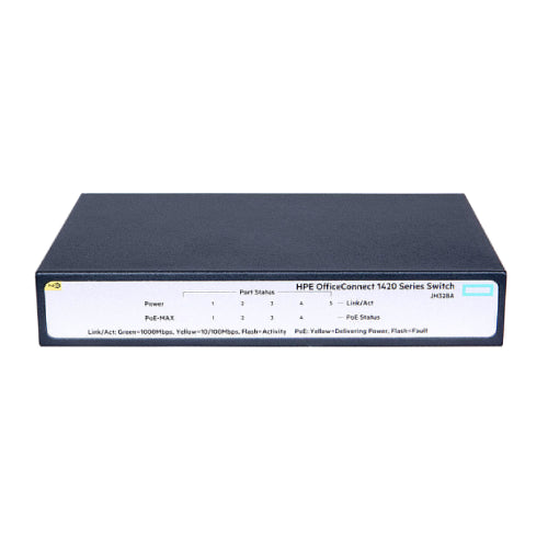 JH328A HP OfficeConnect 1420 Series 1420-5G PoE+ 5 x RJ-45 Ports PoE+ 10/100/1000Base-T Layer 2 Unmanaged Rack-mountable Gigabit Ethernet Network Switch