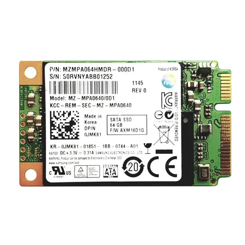 JMK81 Dell 64GB Multi-Level Cell SATA 3Gb/s mSATA 1.8-Inch Solid State Drive