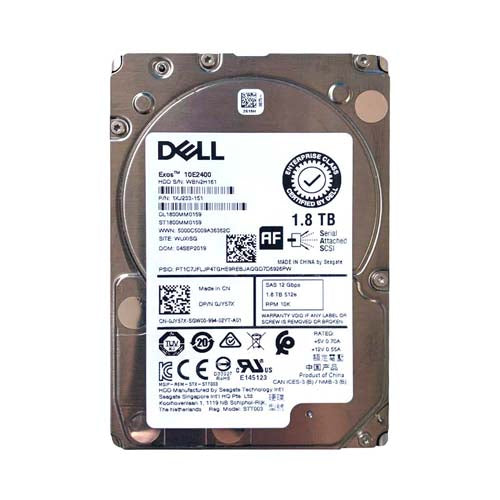 JY57X Dell 1.8TB 10000RPM SAS 12Gb/s Hot-Pluggable (512e) 2.5-Inch Hard Drive with Tray for PowerEdge Server