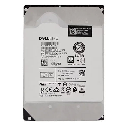 K9CD3 Dell 14TB 7200RPM SAS 12Gb/s Hot-Pluggable 512MB Cache (512e) 3.5-Inch Nearline Hard Drive for PowerEdge Servers