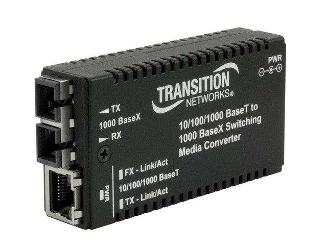 M/GE-PSW-LX-01-BR Transition Networks Mini 10/100/1000Bt -1000Bx Sc Sm 3.3V Media Converter