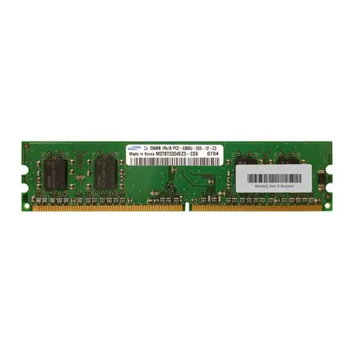 M378T3354EZ3-CE6 Samsung 256MB DDR2-667MHz PC2-5300 Non-ECC Unbuffered UDIMM CL5 1Rx16 1.8V 240-Pin Memory Module