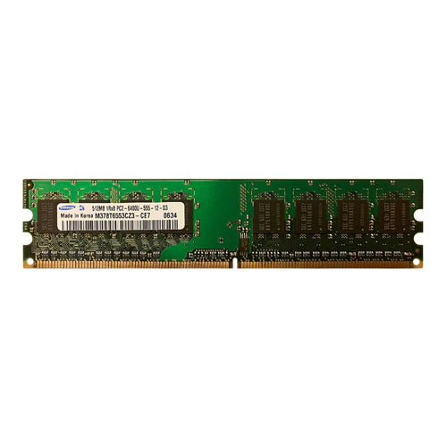 M378T6553CZ3-CE7 Samsung 512MB DDR2-800MHz PC2-6400 Non-ECC Unbuffered UDIMM CL6 1Rx8 1.8V 240-Pin Memory Module